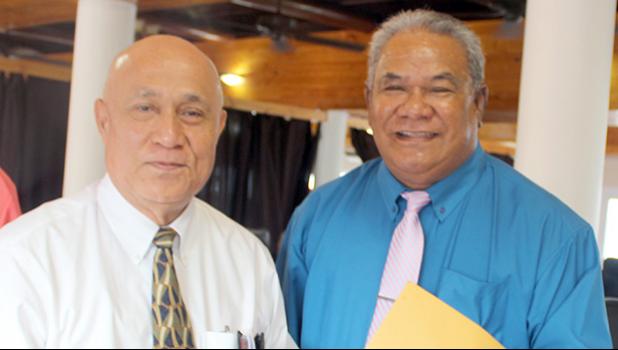 Retirement Fund Office executive director, I’aulualo Fa’afetai Talia (left) and ASG Employees Retirement Fund board of trustees chairman, Vaanatiu Tofala Iafeta