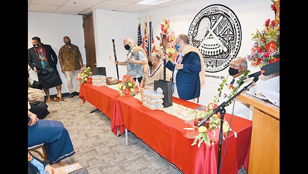  (L-R) Mayor Blangiardi, Governor Lemanu, Lt. Governor Josh Green, Rev. Elder Falelua Lafitaga