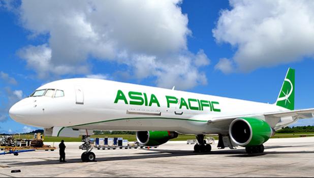 ASIA PACIFIC AIRLINES PLANE ON RUNWAY