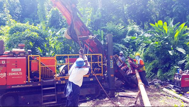 ASPA personnel drilling water wells on the eastside of Tutuila.