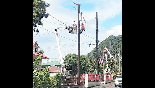 ASPA crew installing a new street light