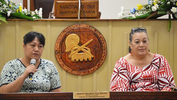 American Samoa Attorney General Mitzie Jessop Taase and Chief Executive Officer (CEO) for the American Samoa Telecommunication Authority