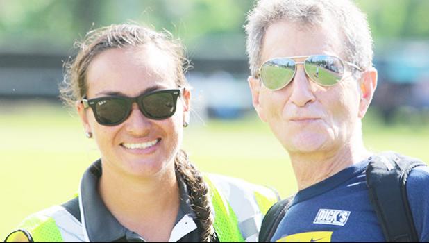 Rob Ruck poses with ASHSAA/JPS ATC Florence Wasko