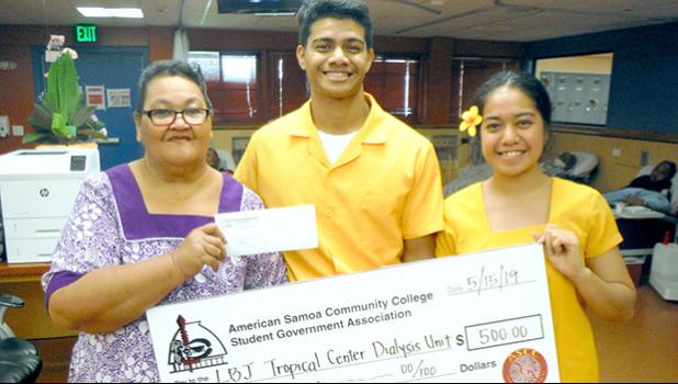 Olita Tafili, RN (left), SGA epresentatives Ionatana Tuitasi, president, and Epifania Petelo, treasurer.