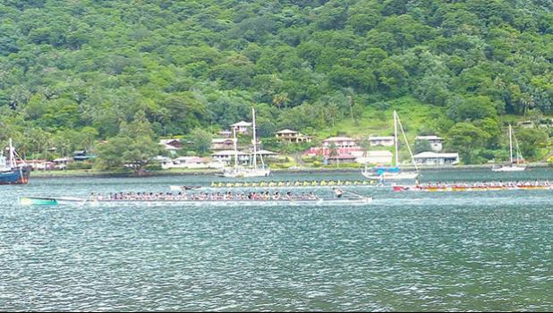 Fautasi race practice in Pago Pago harbor