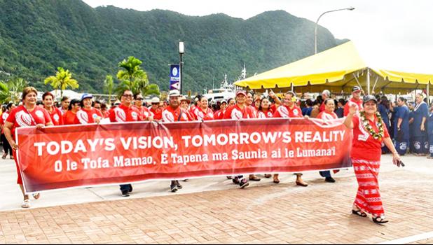 Teachers and ASDOE admin marching during Workforce Day 2019