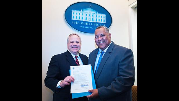 US Interior Secretary David Bernhardt presented on Tuesday to Lt. Gov. Lemanu Palepoi Sialega Mauga in Washington D.C, American Samoa’s federal Capital Improvement Project (CIP) award funds.