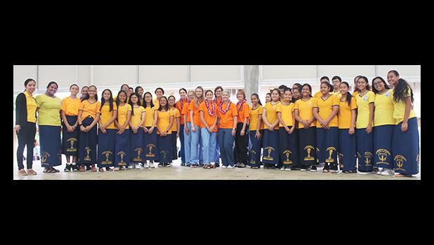 Members of the Manumalo Academy National Junior Honor Society (NJHS) and National Honor Society (NHS) with the cardiology team from Oregon Health and Science University 