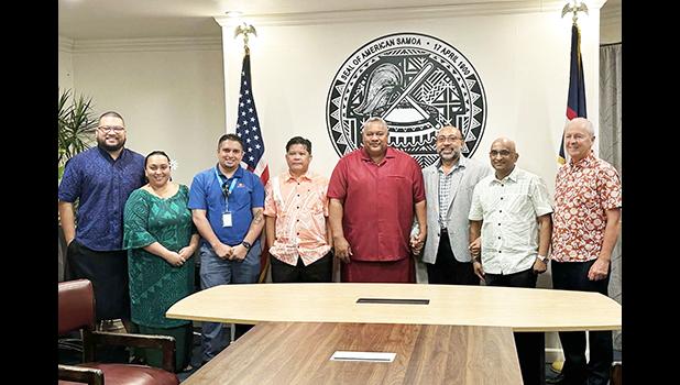 Gov. Lemanu P.S. Mauga and ASG staffers in a group photo with personnel from Bluesky and its parent company ATH after a meeting this past Wednesday, where they explored opportunities to harness the telecom and technological expertise of ATH. Gov. Lemanu P.S. Mauga and ASG staffers in a group photo with personnel from Bluesky and its parent company