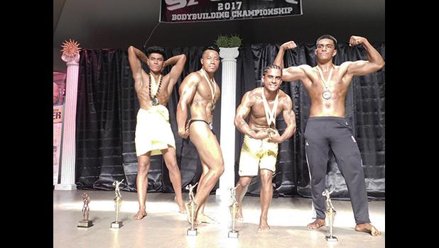 Some of the contestants who competed in different divisions of the Sau Ia Bodybuilding Competition that was held last Friday at the Gov. H. Rex Lee Auditorium in the evening.  [Photo: EM]