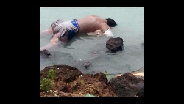 The partially decomposed body of the man who was found floating in Levi, Sale’imoa earlier this week.  (Facebook)