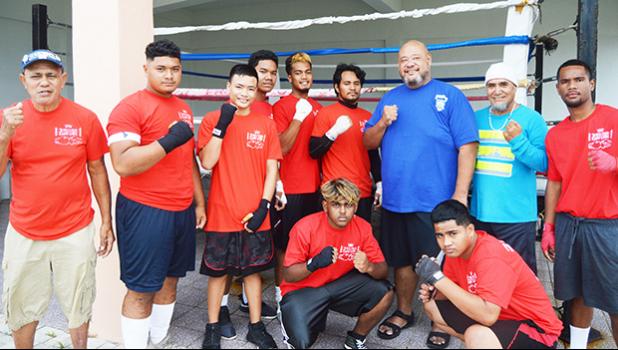 new faces in boxing, coach/trainer, Sala Sanele Etuale, Father Vaiula Iulai and assistant trainer, Tiatia Matauaina