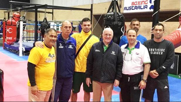 Vice President of the American Samoa Amateur Boxing Association (ASABA), Okesene Malala is now the first American Samoa boxing coach to receive a 1-Star Coach Certificate from the Amateur International Boxing Association (AIBA) on the far left, with the other coaches and trainers during the AIBA training camp in Canberra, Australia. [Courtesy photo]