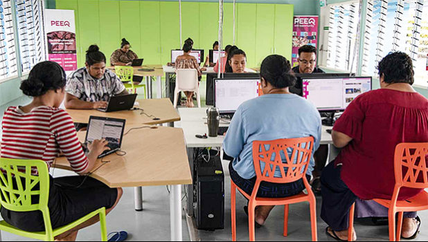Some of the workers at the Peeq headquarters at Vaivase.