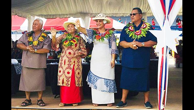 [l-r] Candidate for lieutenant governor, Sen. Fai’ivae Iuli Godinet, and his wife Ilaisa; and Mrs. Betty Gaoteote Tofau, and her husband, Senate President Gaoteote Palaie Tofau (candidate for governor) 