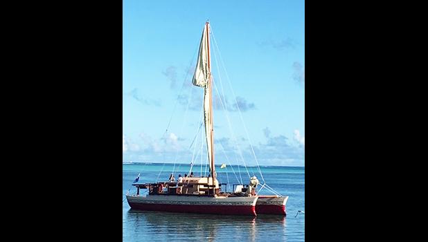 Okeanos Marianas arriving in the waters off Susupe Civic Park on Saipan. [Credit: Mark Rabago]