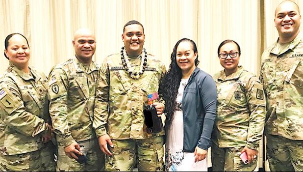 (l-r) SSG Pine, Lani; SFC Tuitoelau, Salamo; CPT Gonzales, Ricardo; SFC Leaupepe, Samantha; MSG McCall, Poumele; WO1 Lokeni, Lancelot. 