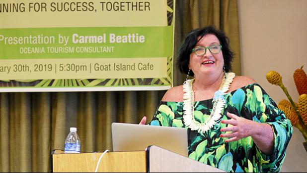 South Pacific travel consultant, Carmel Beattie, during her presentation. 