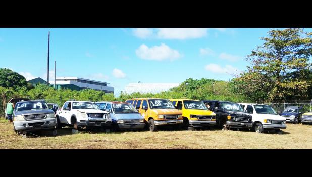 About two dozen cars, vans, trucks, and heavy machinery are being auctioned off this week, as part of a Public Auction being conducted by the ASG Office of Property Management. PMO Deputy Director Poleen Asalele told Samoa News yesterday that interested bidders can view the vehicles and even bring their own mechanics to conduct an inspection before placing a bid.  [photo: Blue Chen-Fruean]