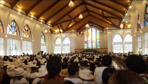 The opening of the Jubilee Church at Malua in May of last year saw hundreds of Samoa Congregational Christian Church members and special guests attend celebrations on Upolu. [Photo: Tipi Autagavaia / RNZI]