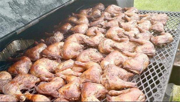 Chicken leg quarters on the BBQ