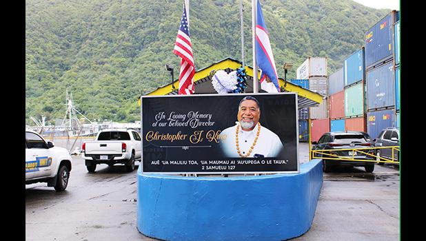 The banner placed in front of the Port Administration entrance