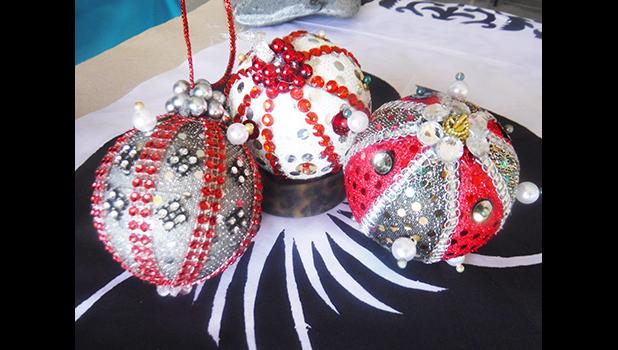Three locally made Christmas ornaments