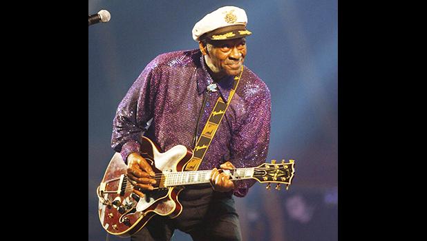  FILE - In this Nov. 25, 2007 file photo, legendary U.S. rock and roll singer and guitarist Chuck Berry performs in Burgos, Spain. Rock ‘n’ roll founding father Berry was among the notable figures who died in 2017. (AP Photo/Israel Lopez Murillo, File) 