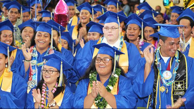 Faasao Marist High School Class of 2017 performed their Graduation song.  [photo:EM]