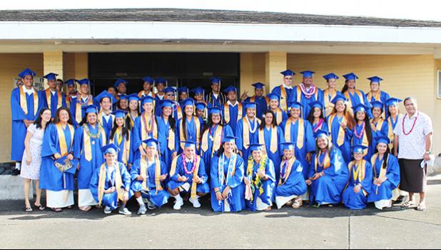 Cougars and Crusaders of Faasao Marist High School Class of 2017.  [photo:EM]