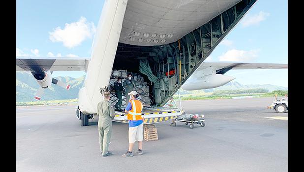 USCG airplane with PPE supplies for American Samoa