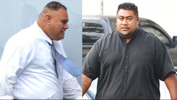 Watch Commander, Mosese Lomu with a big smile on his face (left) and Police Officer, Toloa Koonwaiyou (right) 