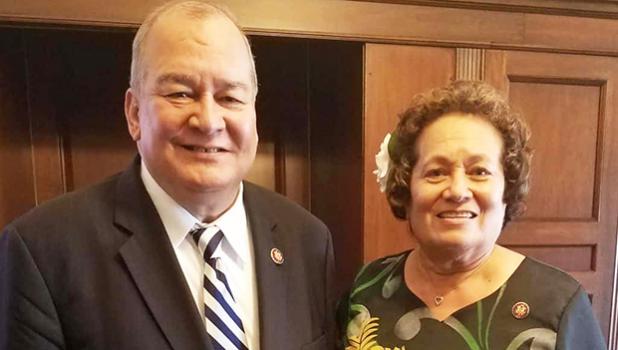 U.S. Congressman Gregorio Kilili Camacho Sablan with Congresswoman Aumua Amata Coleman Radewagen