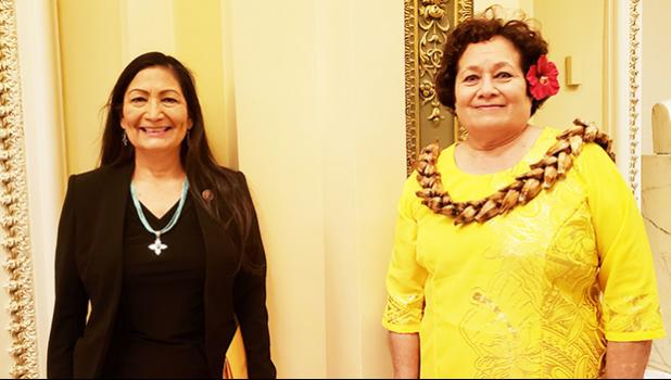 Cong. Uifa’atali Amata and Secretary Haaland 