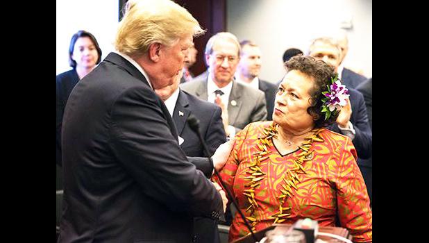 Cong. Aumua Amata with U.S. President Donald Trump