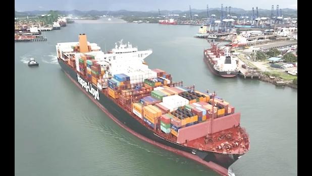 container ship in Panama 