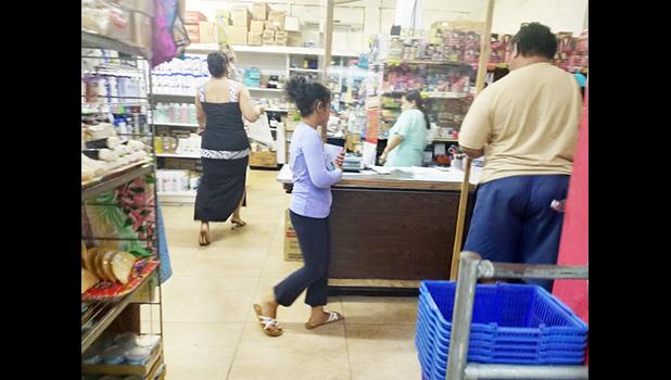 Shoppers in a grocery store
