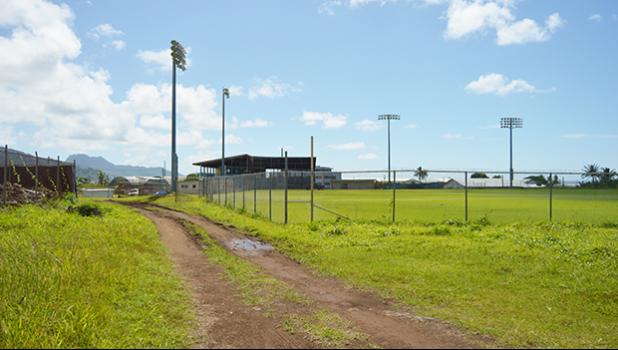 The road between the Tony Solaita Baseball Field and the Netball Field