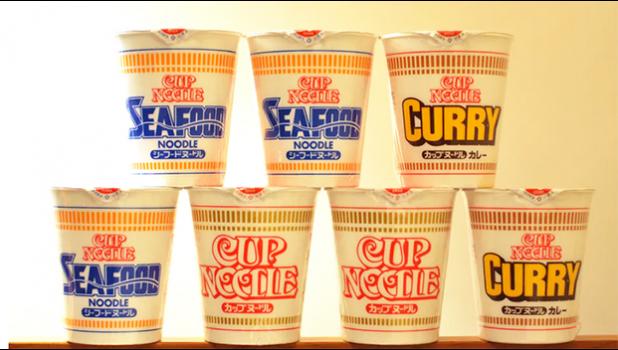 The original Japanese packaging emphasized English characters over Japanese ones. Wikimedia Commons, CC BY-SA Cup Noodle packages