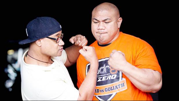 Oscar Kightle and Davis Tua jokingly boxing