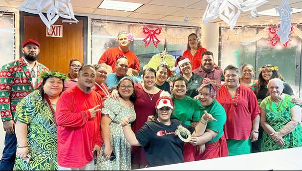 DOC staff with their Christmas decorations