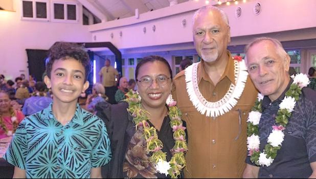 Mrs. Claire Bacus-DeWees with her family & governor