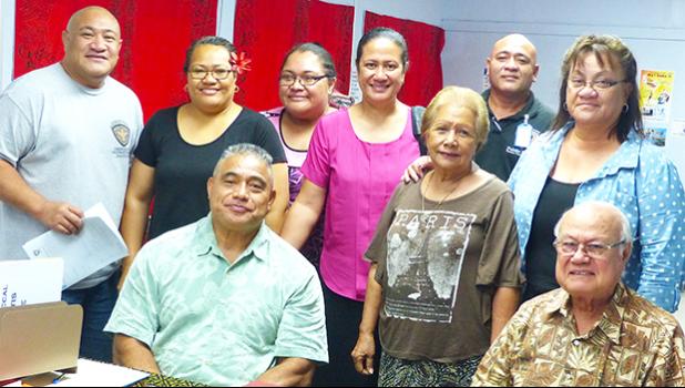 Pictured are DOH director Motusa Tuileama Nua and Dr. Tufa (sitting) and active members of the campaign.