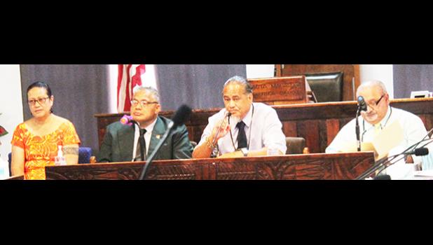 Dr. Elizabeth Lauvou, Health director Motusa Tuileama Nua, LBJ Medical Center board chairman Dr. Malouamaua Tuiolosega and hospital CEO, Moefa’auo ‘Bill’ Emmsley 
