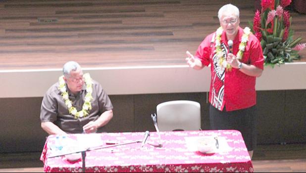 Lt. Gov Lemanu Mauga and Office of Insular Affairs Director Nikolao Pula