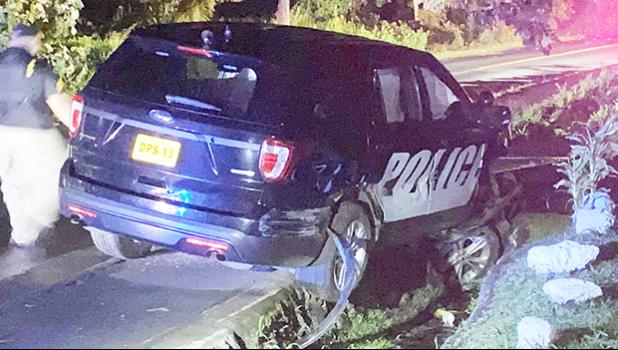 Police unit in ditch
