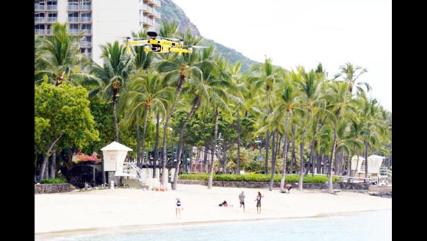 Drone over Waikiki beach