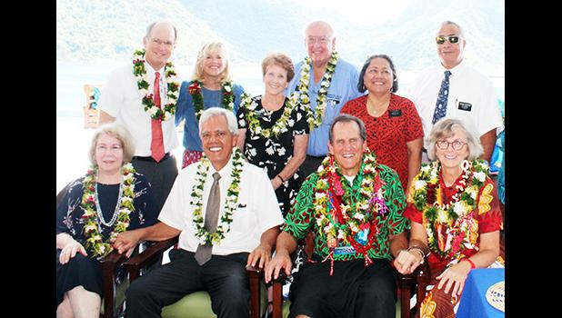 [front row l-r]  The Church of Jesus Christ of Latter Saints, Sister Peggy Ann Haleck and her husband Elder Vince Haleck, along with  Elder Dr. John Edwards — a US Certified Orthopedic Surgeon — and his wife, Sister Rebecca Edwards, a Licensed Social Worker