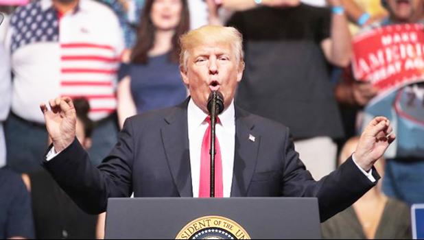  President Donald Trump at the rally in Cedar Rapids. [Photo: AFP  via RNZI]