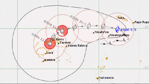  Tracking map for the newly formed Category 1 Cyclone Ella Photo: Fiji Meteorological Service 